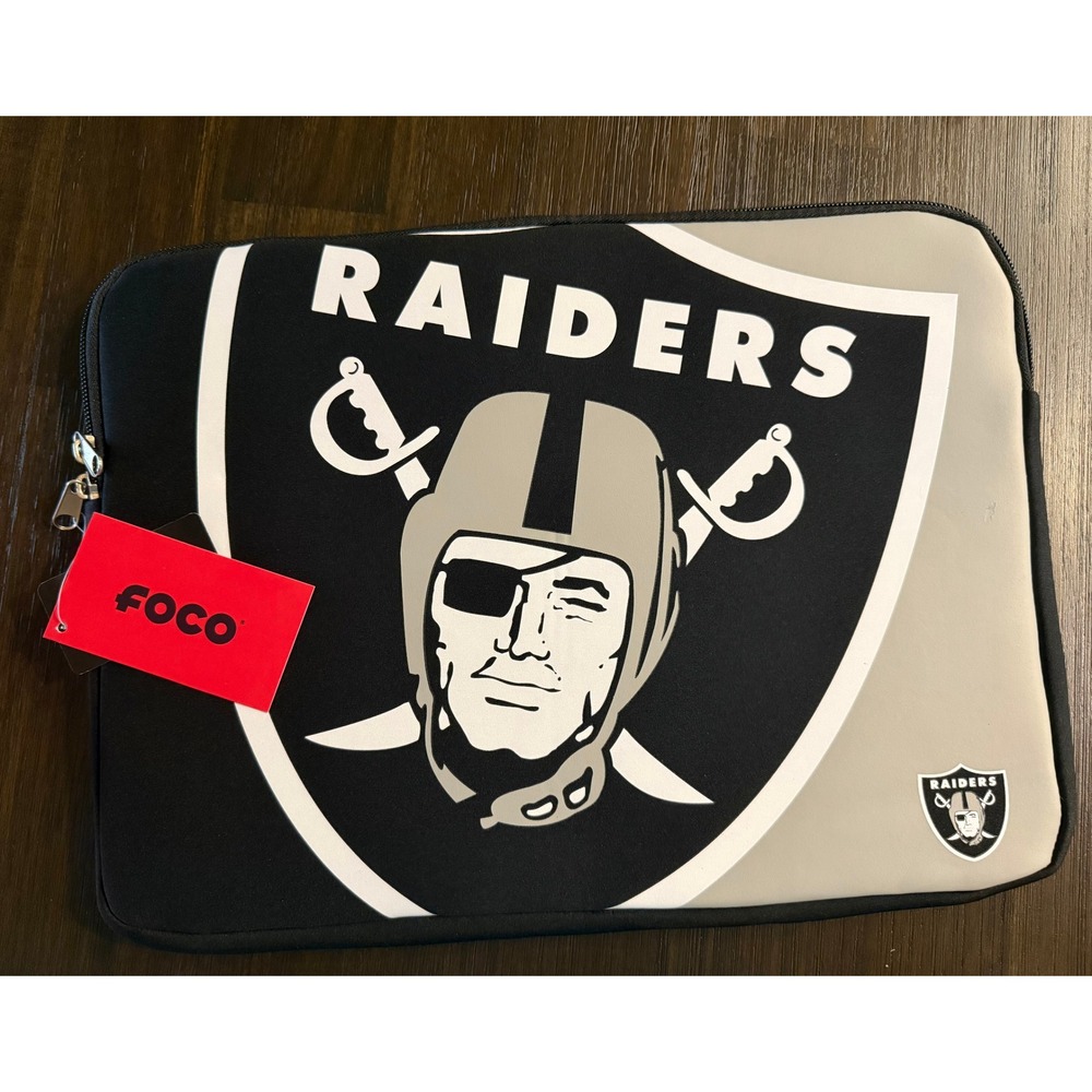 FOCO Las Vegas Raiders NFL Laptop Sleeve Case Black Silver Logo NWT